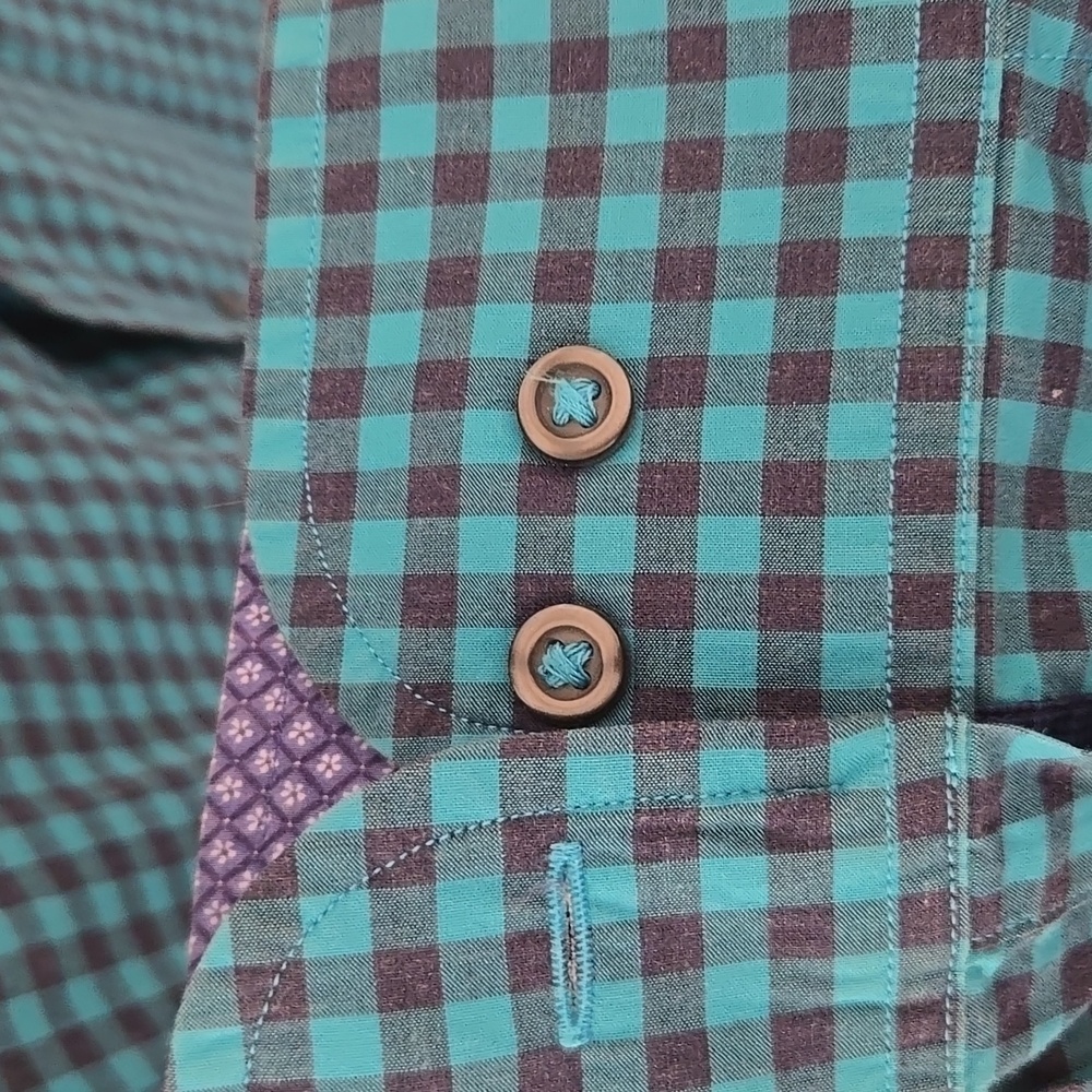 Tommy Bahama Blue Checkered Long Sleeve Shirt - Picture 2 of 11